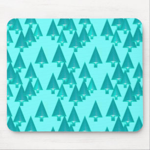 Modern metallic Christmas trees - turquoise Mouse Pad