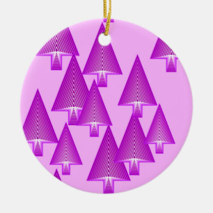 Modern metallic Christmas trees - violet purple Ceramic Ornament
