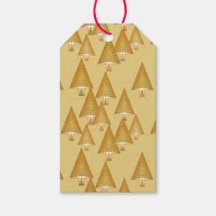 Modern metallic Christmas trees - yellow gold Gift Tags