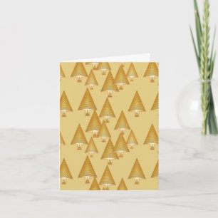 Modern metallic Christmas trees - yellow gold Holiday Card