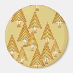Modern metallic Christmas trees - yellow gold Magnet