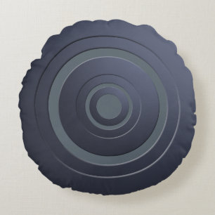 Modern Metallic Circles Blue with any Colour Round Pillow