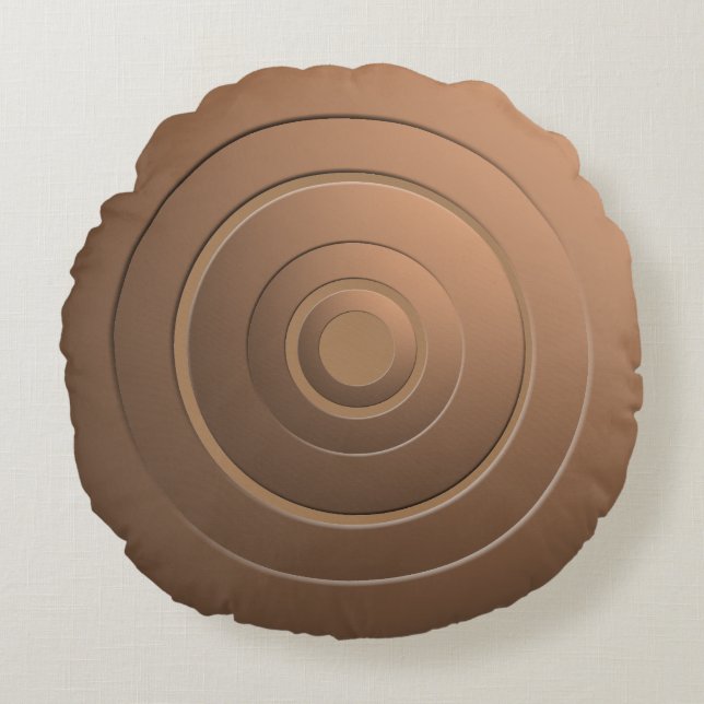 Modern Metallic Circles Bronze with any Colour Round Pillow (Front)