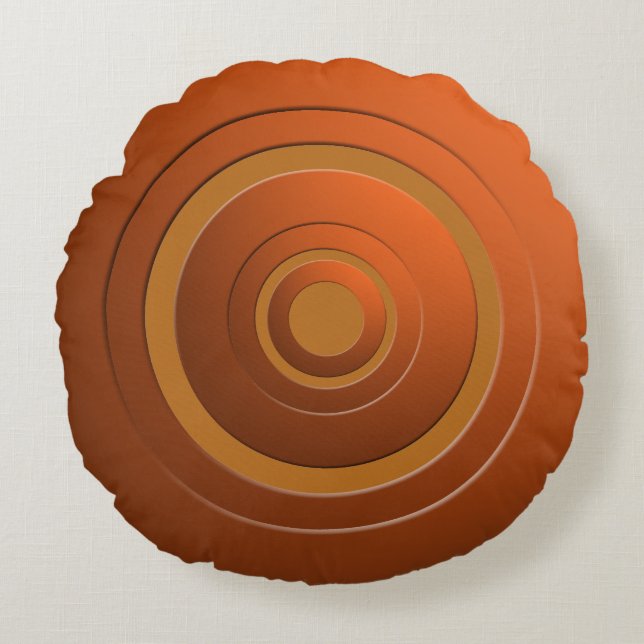 Modern Metallic Circles Orange with any Colour Round Pillow (Front)