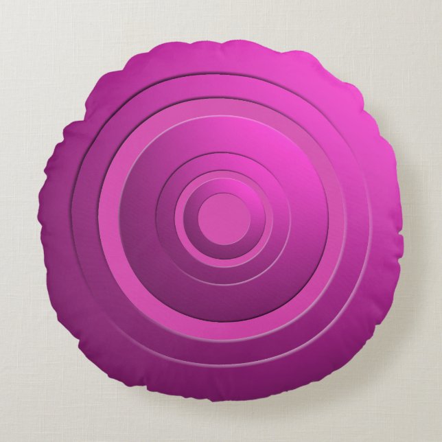 Modern Metallic Circles Pink with any Colour Round Pillow (Front)