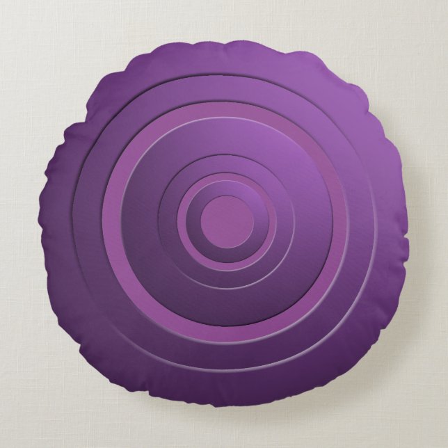 Modern Metallic Circles Purple with any Colour Round Pillow (Front)