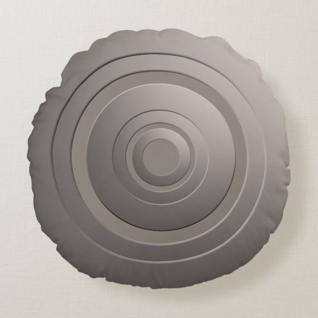 Modern Metallic Circles Silver with any Colour Round Pillow (Front)