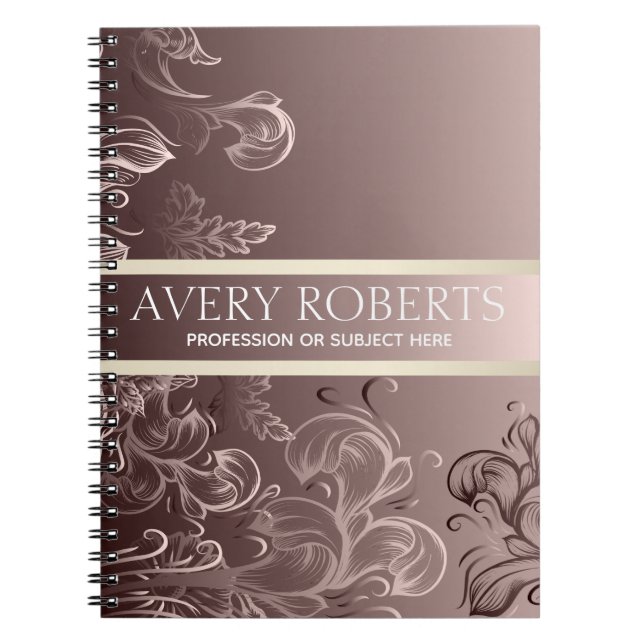 Modern Metallic Elegant floral Notebook (Front)