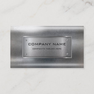 Modern Metallic Faux Silver Stainless Steel Look Business Card