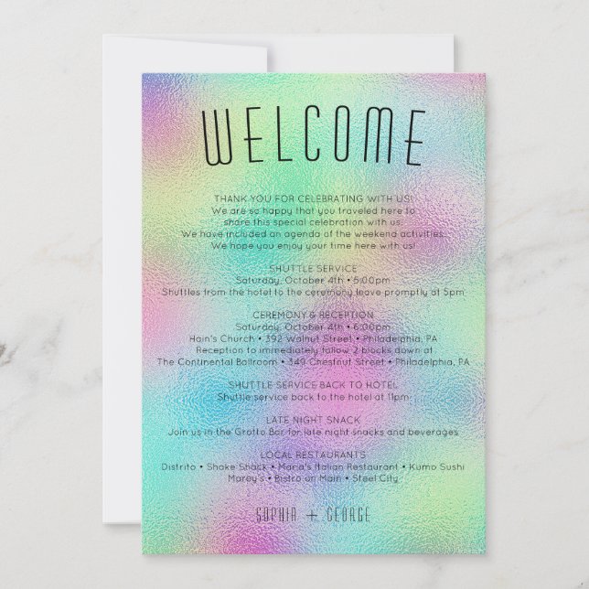 Modern Metallic Foil Itinerary Wedding Welcome Inv Invitation (Front)