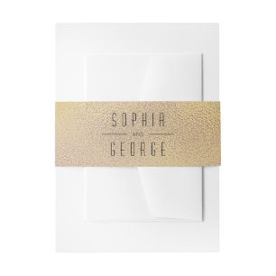 Modern Metallic Foil Minimal Wedding Invitation Be Invitation Belly Band