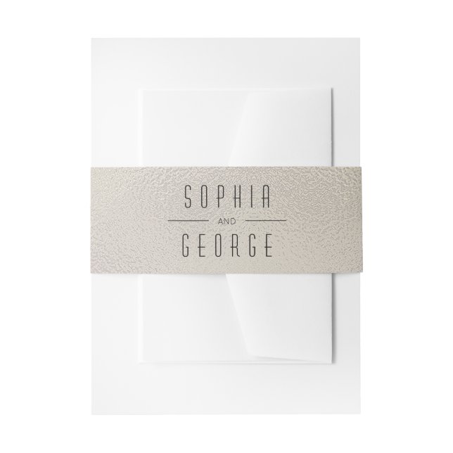 Modern Metallic Foil Minimal Wedding Invitation Be Invitation Belly Band (Front Example)
