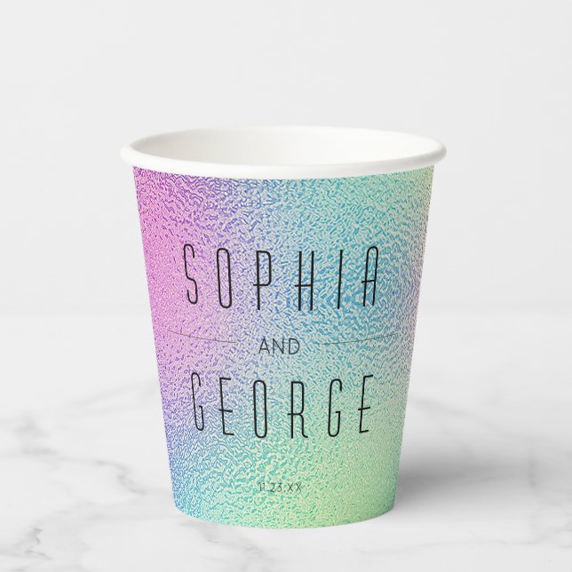 Modern Metallic Foil Wedding Bridal Shower Paper C Paper Cups (Front)