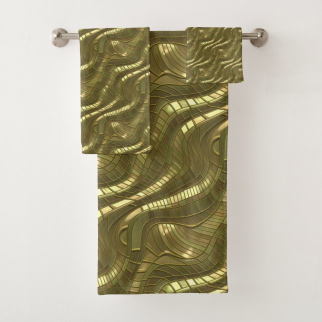Modern Metallic Gold Bath Towel Set (Insitu)