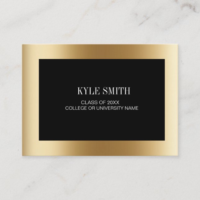 Modern Metallic Gold Black Business Card (Front)