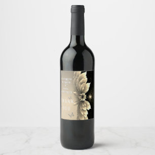 Modern Metallic Gold Floral Wedding Invitation Wine Label