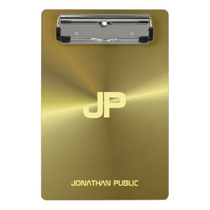 Modern Metallic Gold Look Monogram Template Mini Clipboard