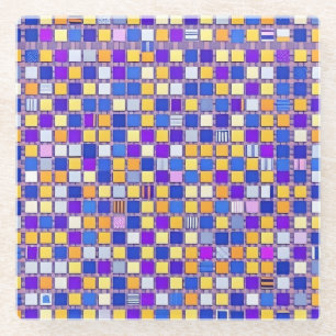 Modern Metallic Grid Glass Coaster