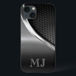Modern Metallic Look Monogrammed iPhone 13 Case<br><div class="desc">This design features a sleek modern look with a sporty edge. Shown here in grayscale monochromatic hues, this case is a good choice for the business professional or the casual user. You'll love showing off your phone covered in this stylish case. To personalize this case with your monogram, simply select...</div>