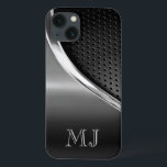 Modern Metallic Look Monogrammed iPhone 13 Case<br><div class="desc">This design features a sleek modern look with a sporty edge. Shown here in grayscale monochromatic hues, this case is a good choice for the business professional or the casual user. You'll love showing off your phone covered in this stylish case. To personalize this case with your monogram, simply select...</div>