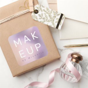 Modern Metallic Ombre Makeup Artist Monogram Square Sticker