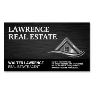 Modern Metallic Real Estate Logo Magnetic Business Card