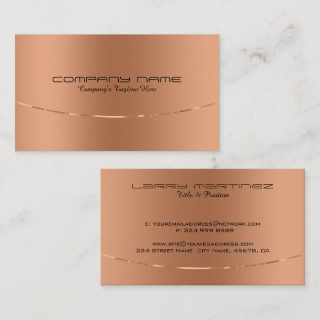 Modern Metallic Rold-Gold Design Stainless Steel Business Card (Front/Back)