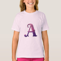 Modern Metallic Rosemaling Letter A, Pink/Purple