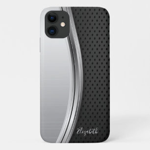 Modern Metallic Silver Black iPhone 11 Case