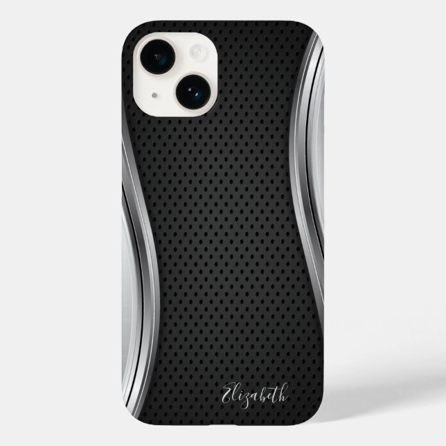 Modern Metallic Silver Black  Case-Mate iPhone Case (Back)