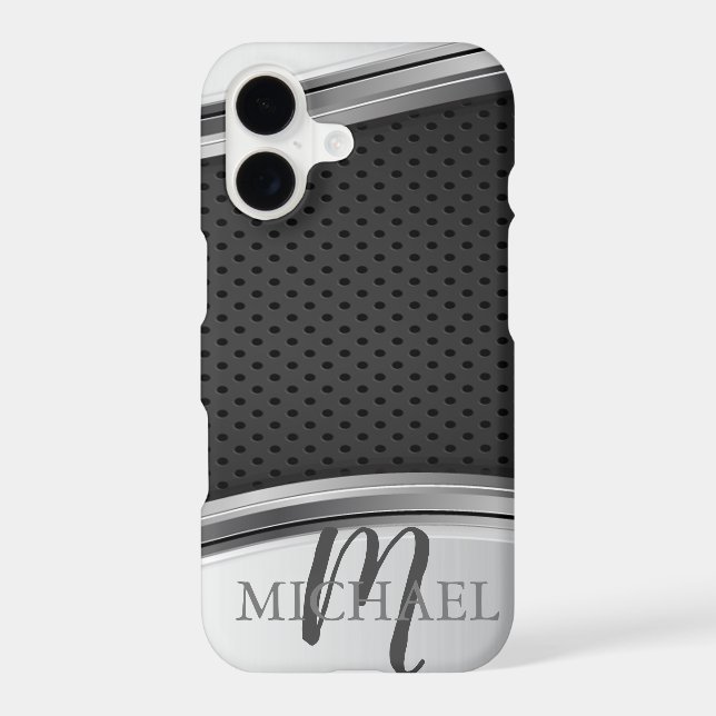 Modern Metallic Silver Black Monogram (Back)