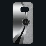 Modern Metallic Silver & Diamonds Glitter Texture Samsung Galaxy S7 Case<br><div class="desc">Shiny Silver metallic design,  stainless steel look with white diamonds glitter texture print. 
Custom and optional monogram with black accents.
Like all designs on zazzle this is not actual glitter or metallic finish,  but just an image.</div>