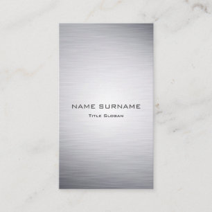 Modern Metallic Silver Look Vertical Business Card