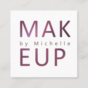 Modern Metallic Typography  Makeup Artist Square Business Card