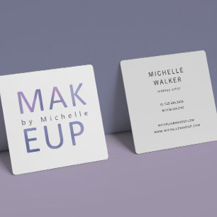 Modern Metallic Typography Makeup Artist Square Business Card