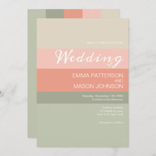 Modern Metro Peach Coral Sage Invitation