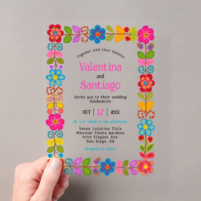 Modern Mexican acrylic wedding invitation (Insitu (Handheld))