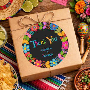 Modern Mexican floral wedding Classic Round Sticker