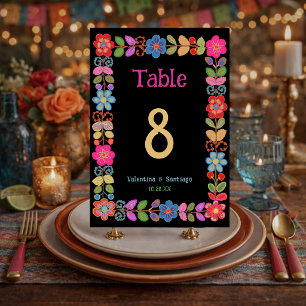 Modern Mexican floral wedding Table Number