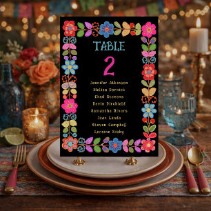 Modern Mexican floral wedding Table Number