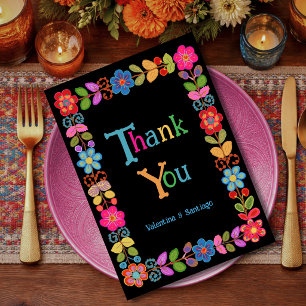   Modern Mexican floral wedding Thank You Card
