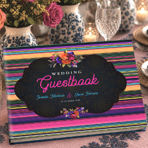 Modern Mexican flowers wedding Guest Book