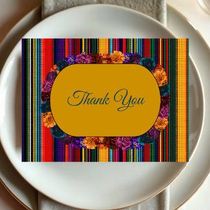 Modern Mexican flowers wedding yellow  Thank You Card
