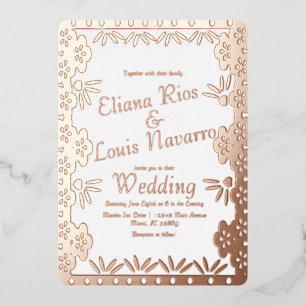 Modern Mexican Papel Picado Gold Wedding Pressed