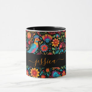 Modern mexican pattern script name mug