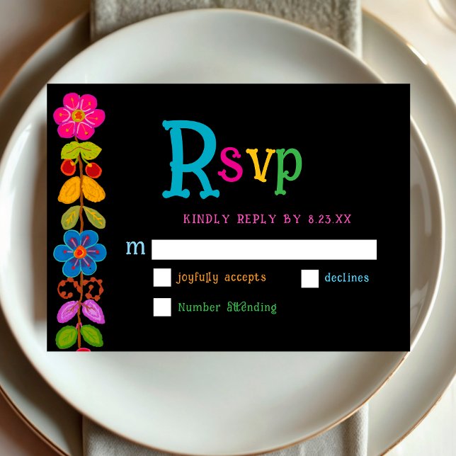 Modern Mexican rsvp wedding response card (Creator Uploaded)