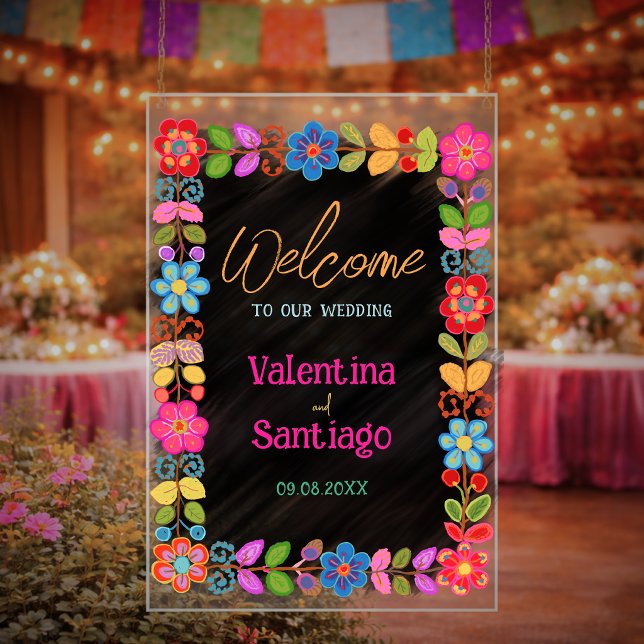 Modern Mexican welcome wedding  Acrylic Sign (Creator Uploaded)