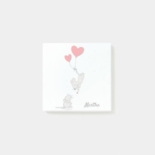 Modern Mice Watercolor Blue Cute Post-it Notes