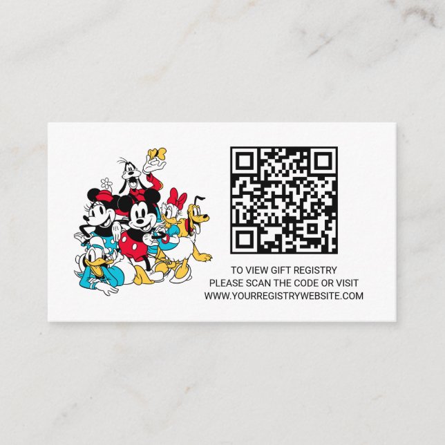 Modern Mickey & Friends | Baby Shower Registry Enclosure Card (Front)