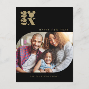 Modern Mickey Mouse Happy New Year Photo  Holiday Postcard